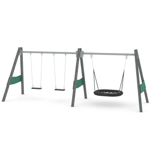 Kierrätysmuovi yhdistelmäkeinu linnunpesäistuimella